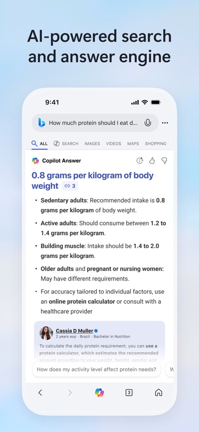 Microsoft Bing screenshot from the App Store listing