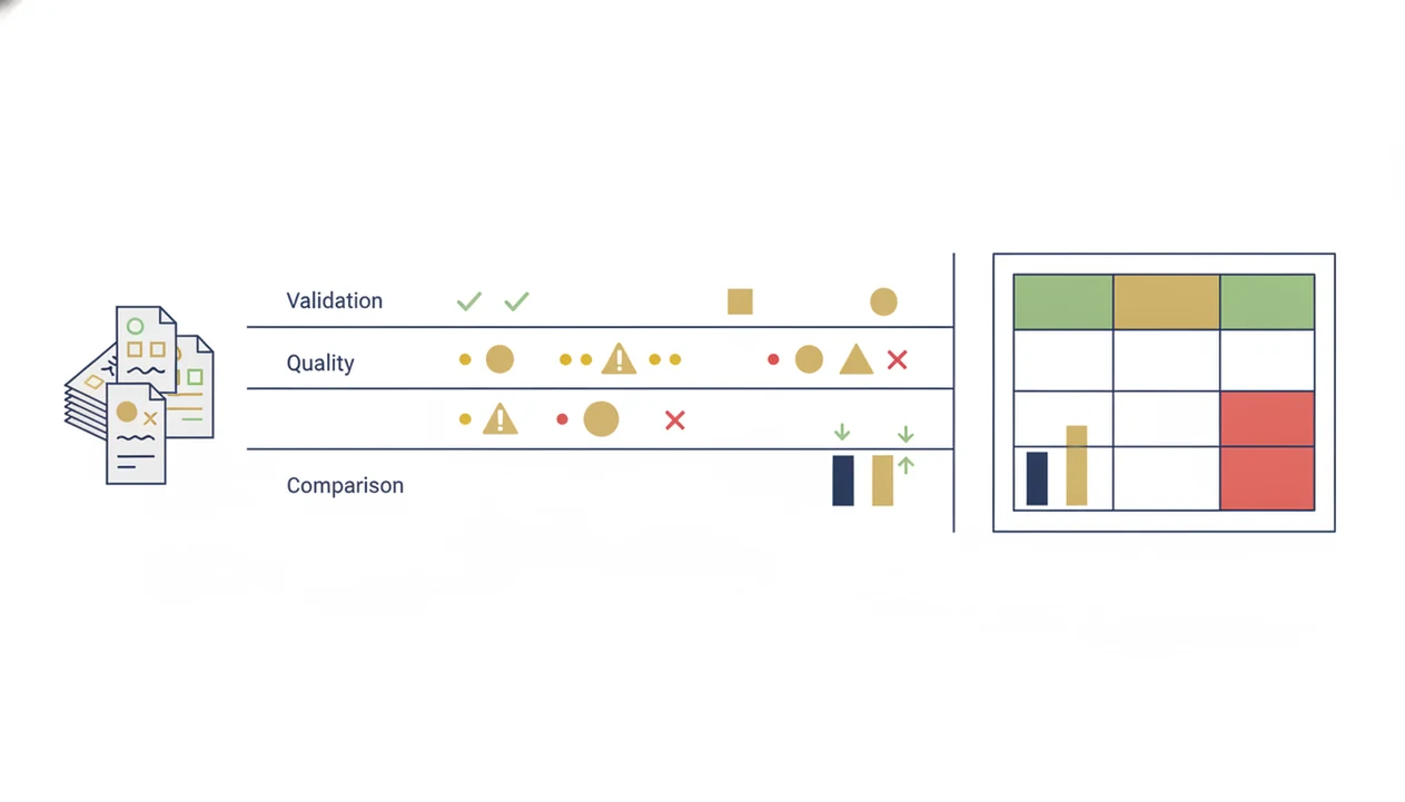 A simple diagram shows sample tasks moving through test lanes into a scorecard for AI software evaluation.